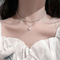 Delysia King แฟชั่น Double Pearl Clavicle Chain จี้เสื้อกันหนาว Chain