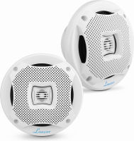 LANZAR 6.5” Dual Waterproof Marine Speakers - 400W 4Ohm Outdoor Car/Boat Radio Stereo Speakers Waterproof/Weather Proof Marine Stereo Speakers System Pair - Mounting Kit Speaker Wire, Grill AQ6CXW 6.5-Inch White Standard Packaging