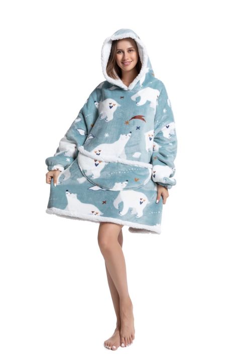 sherpa-ผ้าห่มมีฮู้ดผ้าห่มขนแกะขนาดใหญ่สำหรับผู้หญิงผู้ใหญ่ผู้ชายวัยรุ่น-ผ้าห่มเสื้อกันหนาวมีฮู้ดหนาอุ่นผ้าห่มสวมได้ขนาดใหญ่