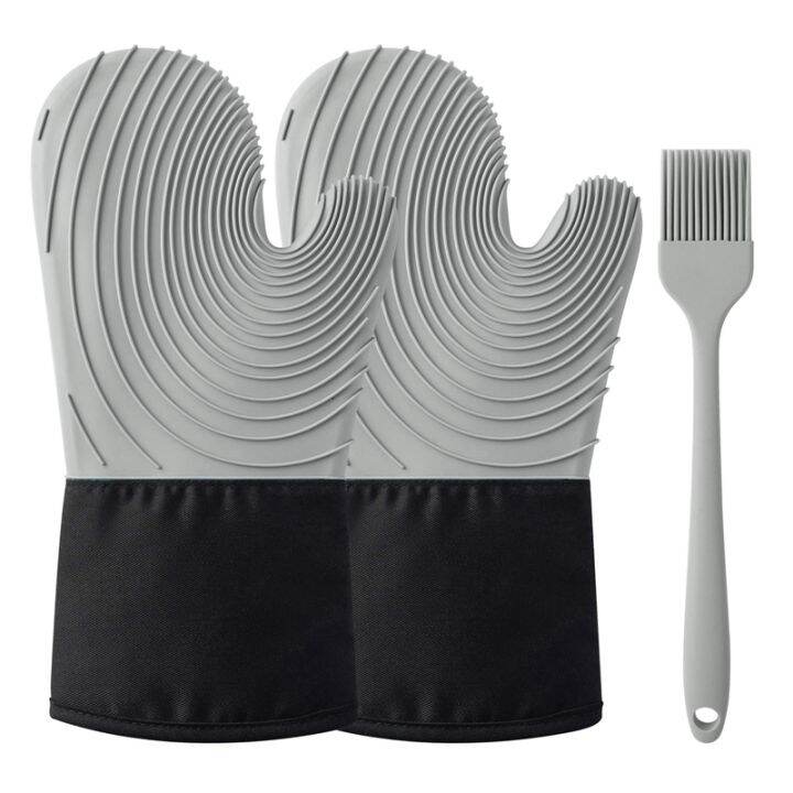 silicone-oven-mitts-heat-resistant-thick-oven-gloves-waterproof-mitts-1-pair-with-1-silicone-brush-kitchen-mitts