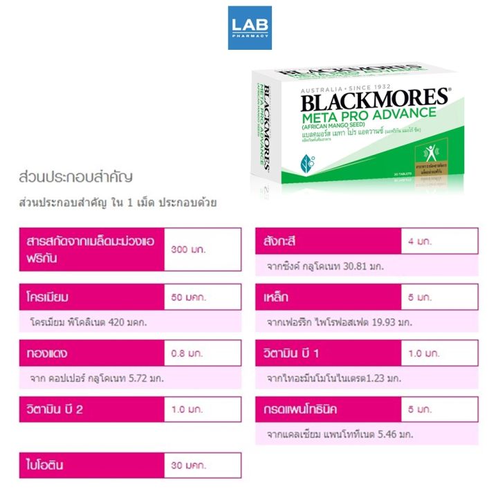 blackmores-meta-pro-advance-african-mango-seed-30-tablets-แบลคมอร์สเมทา-โปร-แอดวานซ์-แอฟริกัน-แมงโก้-ซีด-1-กล่อง-บรรจุ-30-เม็ด