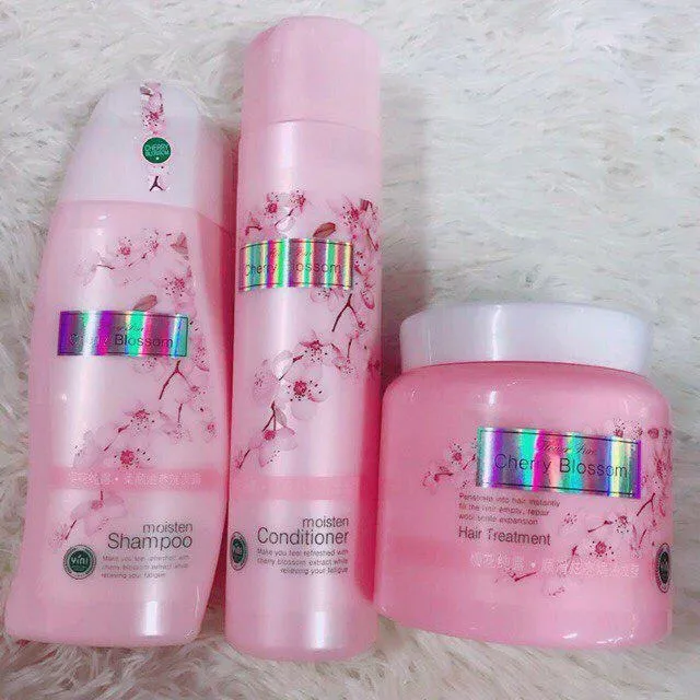 CHERRY BLOSSOM SHAMPOO SET 3 IN 1 SHAMPOO, CONDITIONER, HAIR