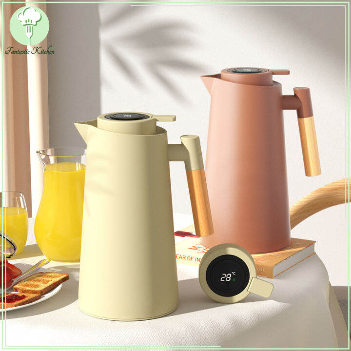 Vacuum Thermal Flask Solid Wood Handle Glass Thermos Jug Insulation
