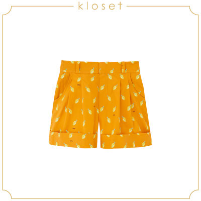 KLOSET Chilli Print High Waist Shorts (SS21-P002) กางเกงขาสั้น กางเกงผ้าพิมพ์ กางเกงผู้หญิง กางเกงแฟชั่น