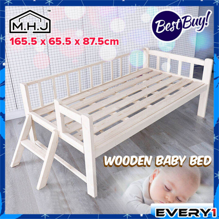 MHJ 168 Easel Wooden DIY Baby Bed Baby Cot Attached to Parents Side Bed With Guardrail