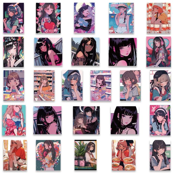 hotx-dt-10-30-52pcs-anime-illustration-stickers-otaku-welfare-decals-scrapbook-luggage-graffiti-sticker