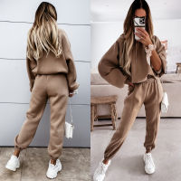 lululike Women Elegant Solid Yoga Sets For Women Warm Hoodie Sweatshirts And Long Pant Fashion Two Piece Sets Ladies