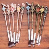 【CW】♀✙﹉  5pcs/Set  Harry Hogwarts Gryffindor Slytherin Ravenclaw Hufflepuff Makeup Brushes Metal Cosmetics Fans Collection