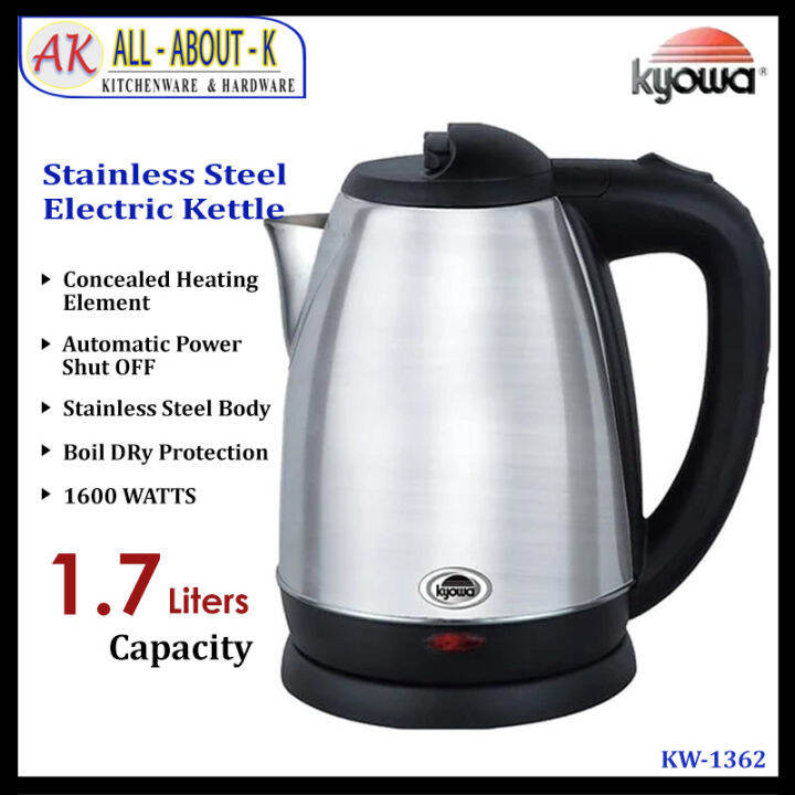 KyowaKW1362 Stainless Steel Electric Kettle Water Heater 1.7L
