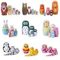 [Toy City] 26รูปแบบ5/10ชิ้น/เซ็ตไม้น่ารักรัสเซีย Nesting Babushka Matryoshka ตุ๊กตามือสีของเล่นหัตถกรรมตกแต่งบ้านของขวัญเด็ก