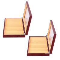 2X 12 Slots Wood Pen Display Box Pen Fountain Storage Box Wood Showcase Organizer