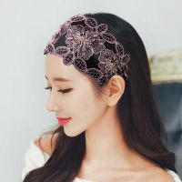 Wide Hook Lace Flowers Hair Band for Women Headwear Lace Flowers Toothed Non-slip Headband Hairband Girls Hair Bezel Accessories