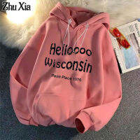 ZhuXia เสื้อกันหนาวผู้หญิงอินเทรนด์ Ins Plus กำมะหยี่หนาเกาหลีรุ่นหลวมคู่ Hooded Jacket Warm Top