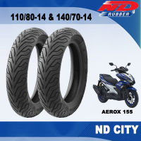 ยางนอกมอเตอร์ไซค์ สำหรับAerox155 (หน้าหลัง) ยี่ห้อ ND RUBBER ลายcity