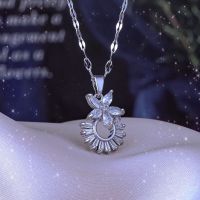 Luxury Necklace for Women Round Flower Necklace Pendant Natural Zircon Crystal Jewelry Stainless Steel Necklace Anniversary Gift