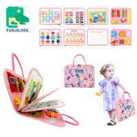 TUNJILOOL Montessori เด็กวัยหัดเดิน Busy Board 3D Baby Story หนังสือผ้า Sensory Montessori Board เด็ก Early ของเล่นเพื่อการศึกษา