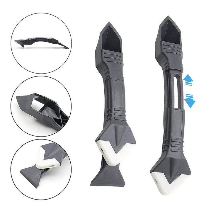 ชุดเครื่องมือกาว3-in-1-เครื่องขูดมุมกระจกพร้อมแผ่นซิลิโคน5แผ่นกำจัดรอยสำหรับห้องครัวห้องน้ำ