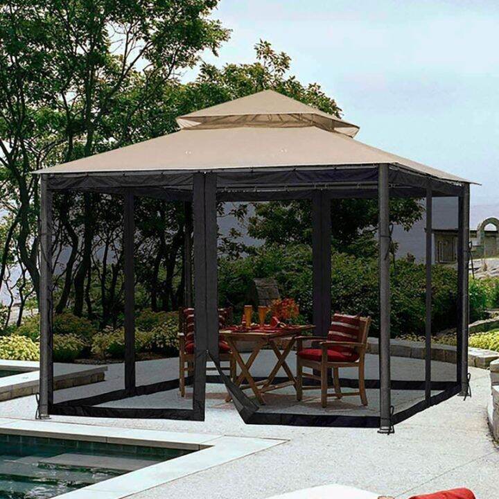Outdoor Gazebo Mosquito Netting Universal Replacement Canopy Net Screen 4Panel Sidewall Curtain