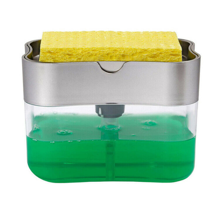 ที่กดน้ำยาล้างจาน-เครื่องกดน้ำยาล้างจาน-กล่องใส่น้ำยาล้างจาน-2in1-soap-dispenser-แถมฟองน้ำล้างจาน-คละสี