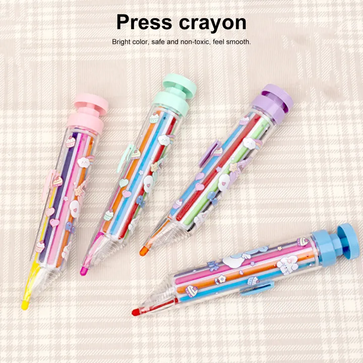 XMMSWDLA Crayons For Kids Ages 4-8 Blue Pen8-In-1 Rotating Multi