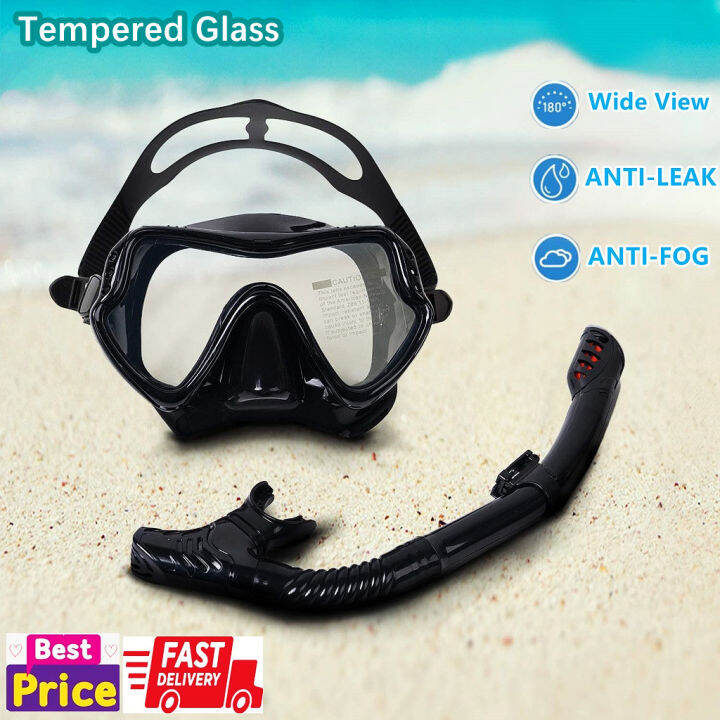 Professional Snorkeling Set Anti-Fog Silicone tempered glass Diving ...