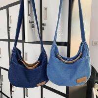 Senmeng Japanese Simple Denim Bag Female New Style Niche Fashion Student Handbag Leisure Travel Large-Capacity Shoulder 【AUG】