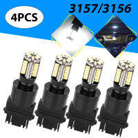 4ชิ้น3157 3156 57-smd ไฟ Led รถยนต์ไฟเบรคหลังถอยหลังหลอดไฟสัญญาณเลี้ยว10W 6000K 360องศา