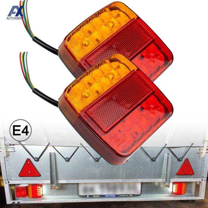 Waterproof Square Trailer Lights Kit Red ke Stop Tail Running License