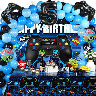 67pcs Number Balloons Black Gamepad Boy Game On Foil Balloon Birthday Party Decorations Kids Toy Match Props Gaming Balloon Gift