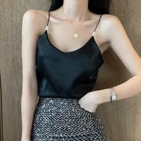 Fashion Women V-Neck Casual Sleeveless Pearl Camis Vest Solid Loose Tops