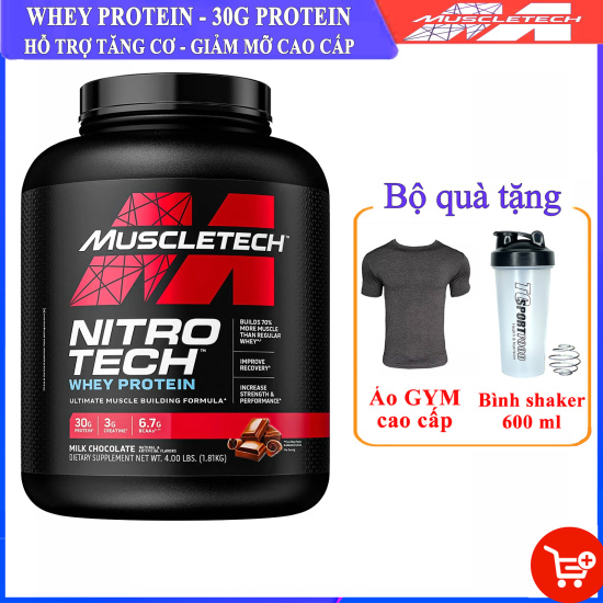 Sữa tăng cơ giảm mỡ cao cấp whey protein nitro tech của muscletech hộp 1.8 - ảnh sản phẩm 1