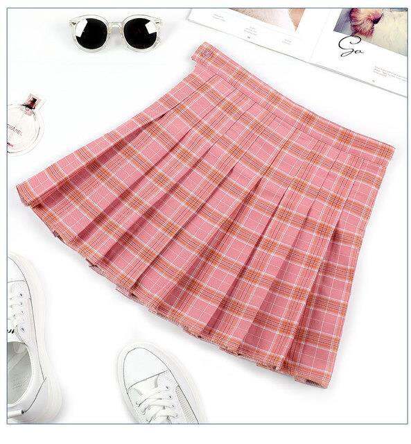 ขายดีที่สุด-ioztt2023-super-hot-schoolskirt-ลายสก๊อตกระโปรงจีบหญิงฤดูใบไม้ผลิฤดูร้อนสูงเอวกระโปรงสั้นฤดูใบไม้ร่วงวิทยาลัยลมสีเหลือง-a-character-กระโปรง