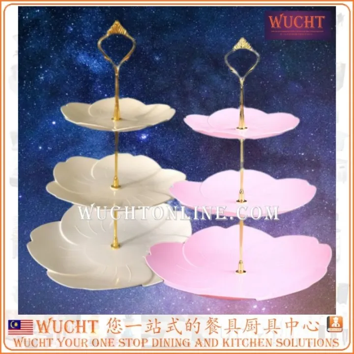 【WUCHT】Round 3 Tier Cake Display Plastic imitation ceramics 3Tier Cup