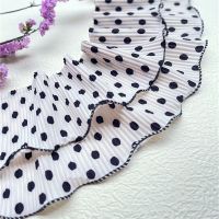 College Style White Black Spots Double Layer Ruffled Chiffon Lace Fabric DIY Clothes Skirt Dress Cat Dog Bib Sewing Accessories Fabric  Material