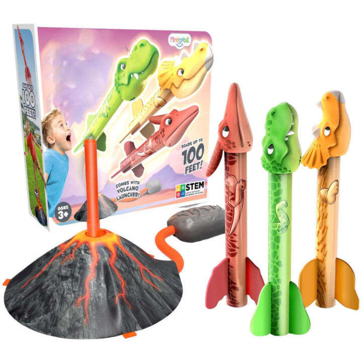 Kids Flying Rocket Air Pump Flying Rockets Launchers with Dinosaur ...
