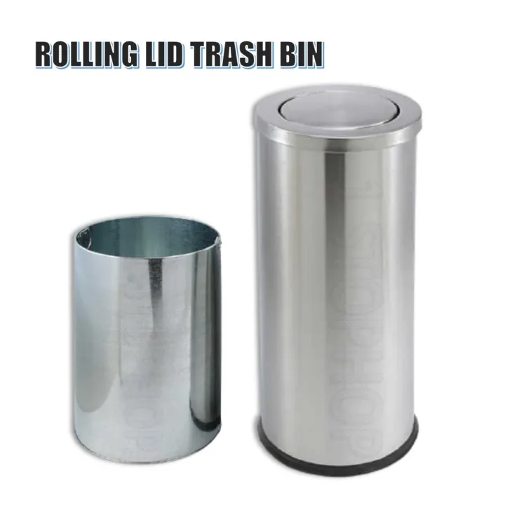 teWaste bins Trash Bin Double Layers Rolling Lid Garbage Bin, trash
