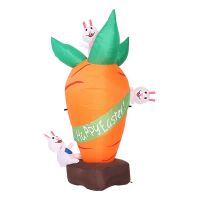 6 FT Easter Inflatable Carrot and Bunny, Blow Up Easter Decoration with Build-in LED Lights for Easter Party