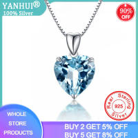 YANHUI Silver 925 Jewelry Necklace 100 925 Sterling Silver Sapphire Pendant Luxury Woman Crystal Pendant Necklace Fine Jewelry