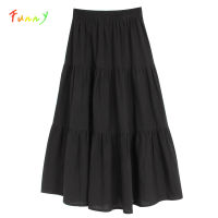 6 to 14 Years Kids &amp; Teenager Black Cotton Flare Maxi Long Skirt for Girls Casual Layered Skirts Spring Autumn Children Clothing