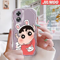 เคส JIUMOO สำหรับ OPPO เคส A17K A17ลายการ์ตูนดินสอสีชินจังขอบคลื่นเนื้อครีมเคสมือถือกันกระแทกแบบใสนิ่มโปร่งใสลายกล้องถ่ายรูปสร้างสรรค์ฝาครอบป้องกันง่าย