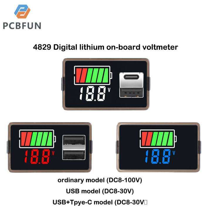 pcbfun-วัดแบตดิจิตอล-dc8-30v-เครื่องทดสอบแรงดันไฟฟ้า-usb-และจอแสดงผลแอลอีดีมาตรวัดเครื่องทดสอบแรงดันไฟฟ้าเครื่องวัดแรงดันไฟฟ้าแบบดิจิตอลของ