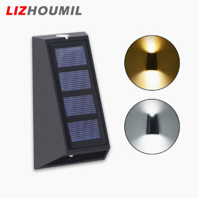LIZHOUMIL 2pcs Led Solar Wall Lamp Ip65 Waterproof 7 Color Changing Up Down Stair Lights Outdoor Fence Lights