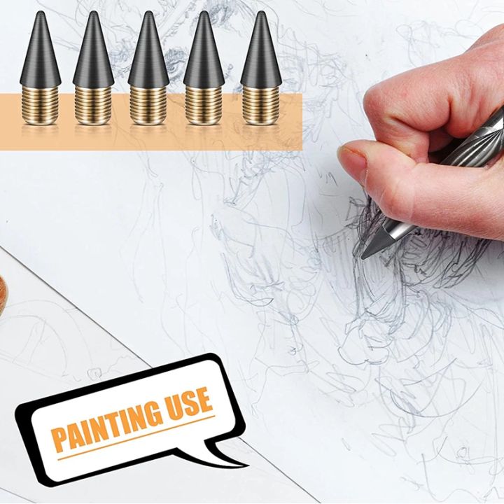 100pcs-pencil-replaceable-graphite-nib-metal-inkless-writing-pens-nib-for-writing