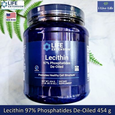 ผงเลซิตินจากถั่วเหลือง Lecithin 97% Phosphatides De-Oiled 454 g - Life Extension