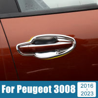 ฝาครอบถาดมือจับเล็มขอบประตูรถยนต์ ABS อุปกรณ์เสริมเคสสติกเกอร์สำหรับ Peugeot 3008 GT 2016 2017 2018 2019 2020 2021 2022 2023ไฮบริด