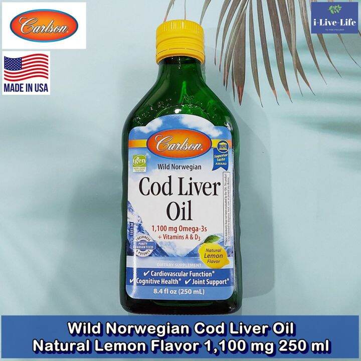 น้ำมันตับปลาจากนอเวย์-wild-norwegian-cod-liver-oil-natural-lemon-flavor-1-100-mg-250-ml-carlson-labs