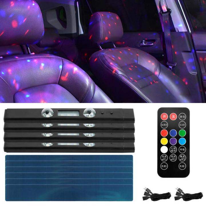 4Pcs Car Interior Ambient Light Wireless LED Starry Car Ambient Light