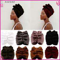 XUESHE แถบคาดศีรษะ ผ้าคลุมศีรษะผู้หญิง โพลีเอสเตอร์ สีเรียบเนียน มุสลิม turbante แฟชั่นสำหรับผู้หญิง เสื้อมีระบาย หมวกคีโมมะเร็ง สำหรับผู้หญิง