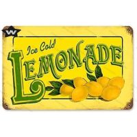 Vintage Ice Cold Lemonade Tin Sign Metal Plaque Food and Drink Retro Signs Metal Poster Wall Plaque