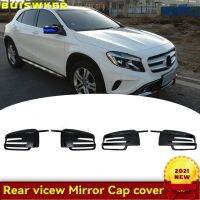 กรอบหุ้มกระจกมองหลังสำหรับ Mercedes-Benz W204 E W212 W176 W246 C218 GLA X156 ABS คาร์บอนไฟเบอร์เงาสีดำ